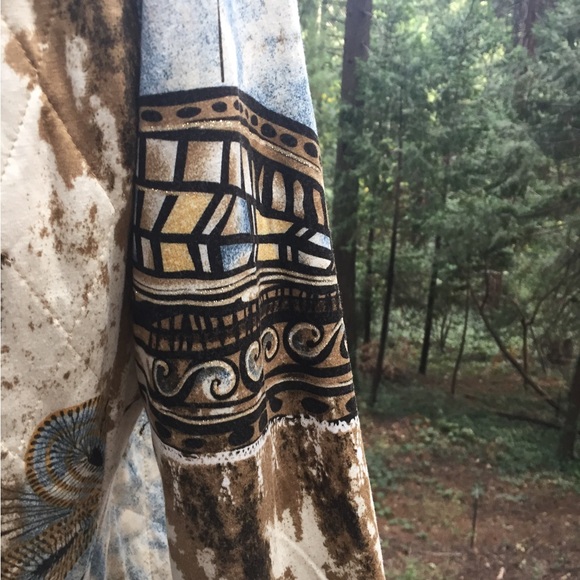 Morgan Cole gold/blue tie dye cream,embroidered collarless quilted jacket - Picture 9 of 11